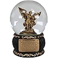 Ebros Guardian Holy Archangel Saint Michael Trampling Satan Glitter Water Globe with Prayer Plaque Gold Scroll Art Base 5.25" Tall Guido Reni Inspired Catholic Church Snow Globes Decor Figurine