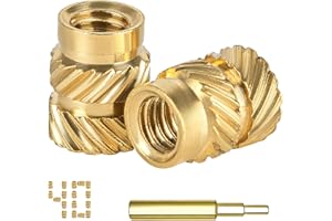 QSJ 40Pcs Threaded Inserts Heat Set Inserts Kit M4x8.1x6.3 Brass Insert Nut with Soldering Iron Tip for 3D Printed Plastic Materials