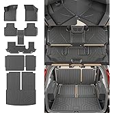 Rongtaod Floor Mats Compatible with 2018-2025 2026 Volkswagen Atlas (NOT for Cross Sport) Trunk Mat Cargo Liner Kick Mat 2024 VW Atlas Accessories (Trunk Mat+2nd&3rd Row Backrest Mats+Floor Mats)