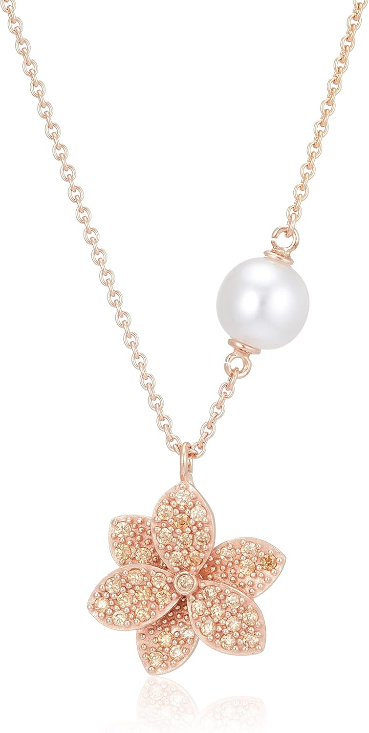 Amazon フォリフォリ Folli Follie Blooming Grace フラワー パールネックレス ピンクゴールド 3n19s240rsw ネックレス 通販