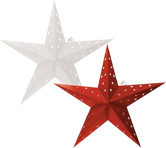 Stella Di Natale Con Luci.Brubaker Due Stelle Di Natale Stella Di Carta Carta Stella Pieghevole Con Luci Led 60 Cm O Bianco Rosso Amazon It Illuminazione