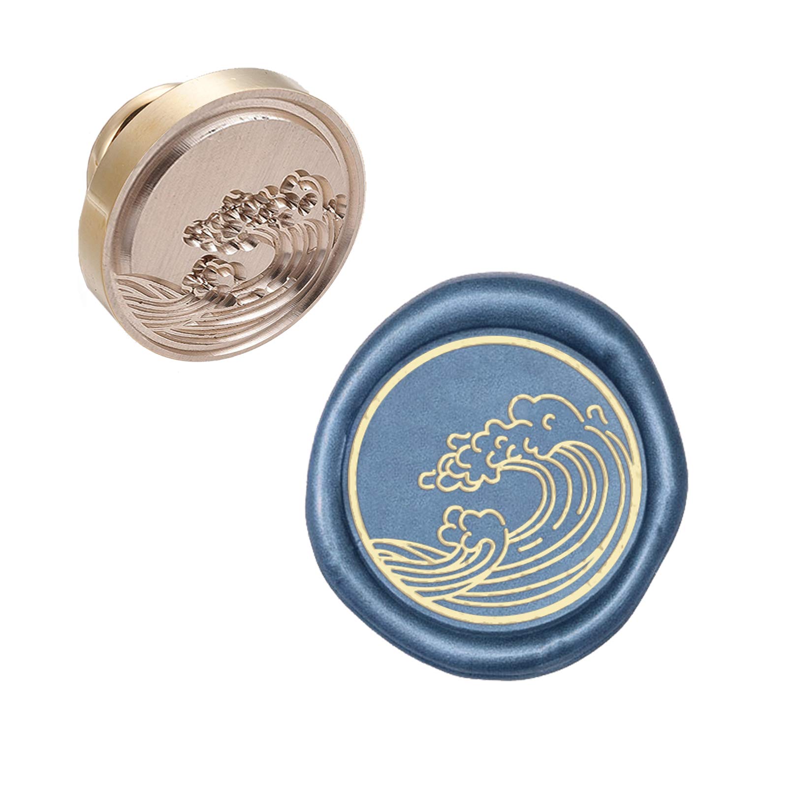 CRASPIRE Wax Seal Stamp Head Wave Removable Sealing Brass Stamp Head for Creative Gift Envelopes Invitations Cards Decoration