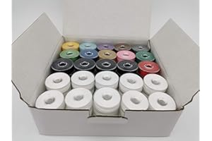 DOUBLELIN Prewound Bobbin, Size M, Style M, Multi-Color, 75pcs per Box, Plastic Sided, 40S/2 Polyester for Embroidery, Doublelin, Fit Machine Using Size M Bobbin (40S2, Multi-Color)