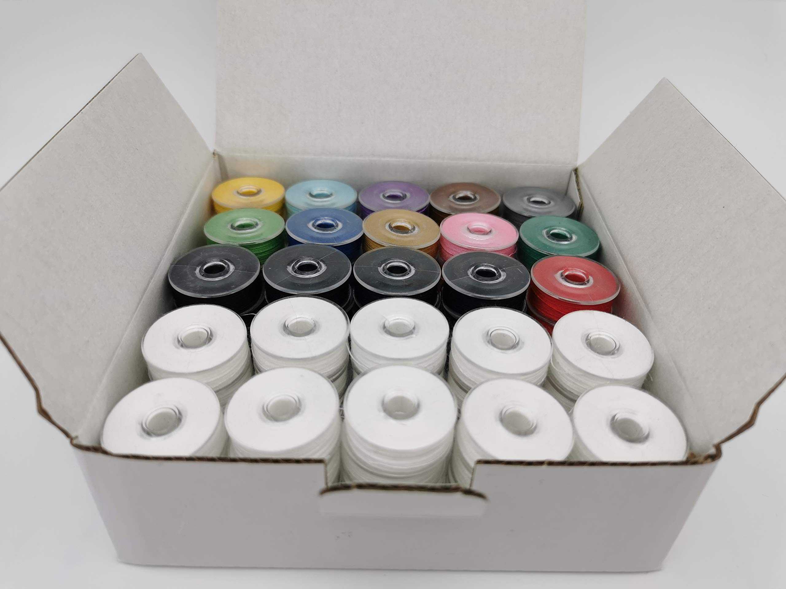 DOUBLELIN Perwound Bobbin, Size M, Style M, Jumbo Bobbin, Plastic Sided Type (40S/2, Multi-Colour)
