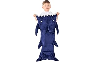 Softan Kids Shark Blanket, Soft Flannel, Boys Toys, Fleece Shark Tail Blanket, Dark Blue, Warm and Soft, Gift for Kids, 19" x 44" fit for Boys Aged 3 to 6