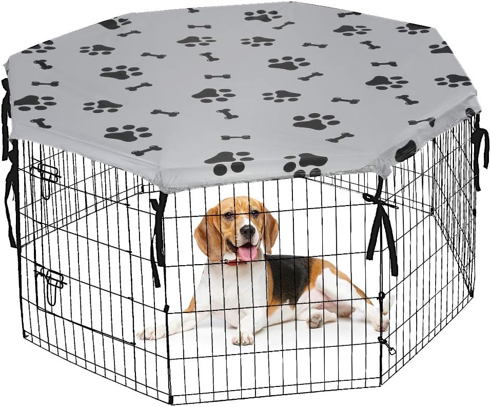Dog Playpen Cover for Indoor & Outdoor - Water Proof & UV Resistant Pet Crate Cover, Escape Proof Privacy Kennel Cover Fits 24 Inches Pen with 8 Panels: Kitchen & Dining