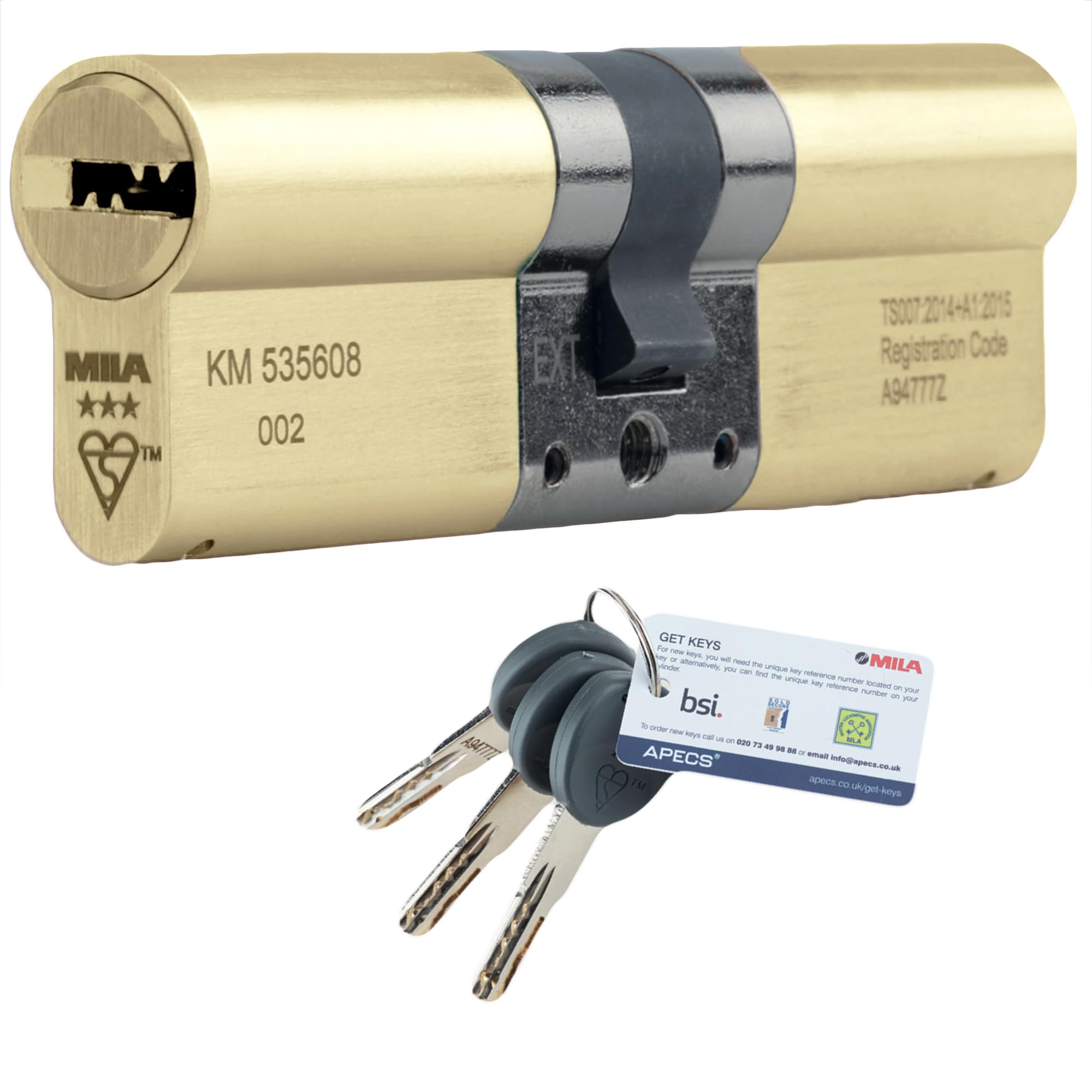 Brass 3 Star Euro Cylinder Anti Snap Bump High Security uPVC Door Barrel TS007:2014 Lock (50 Int / 40 Int)