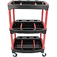 ABN 3 Tier Rolling Carts with Wheels Organizer Storage Carts with Bottle Holders and Adjustable Trays for Car Detailing