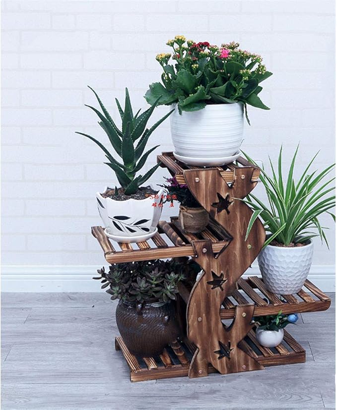 ADAHX Estantería para Macetas, Soporte de Madera para Flores con 4 ...