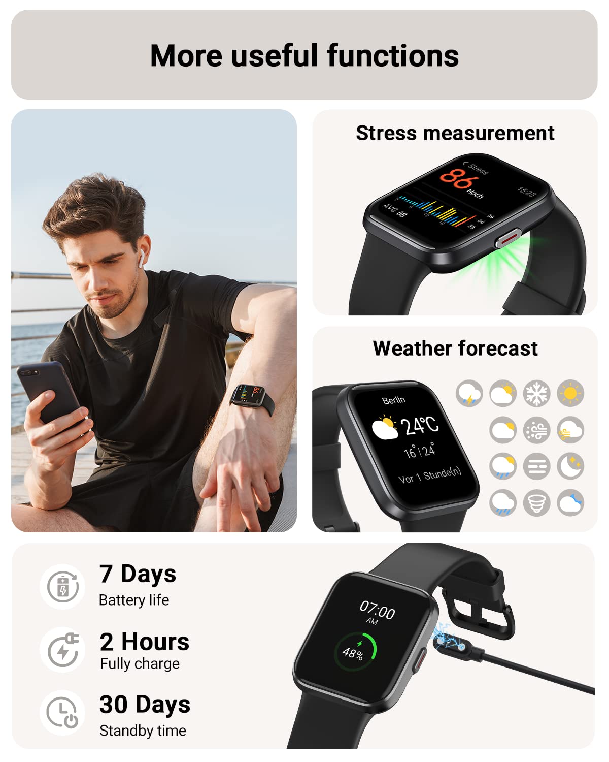 Smart Watch for Men Android & iPhone, Alexa Built-in, 1.8