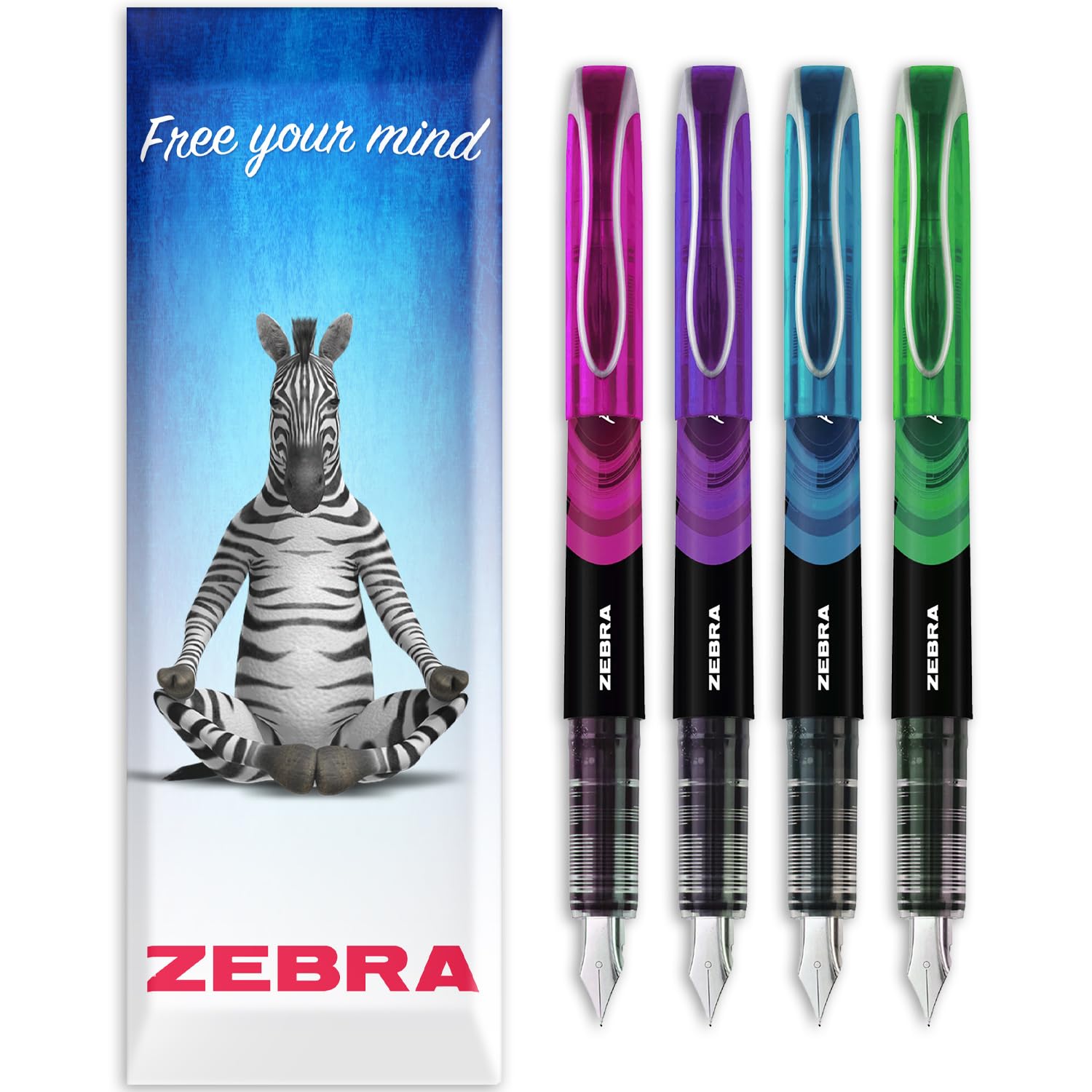 Zebra Fuente - Disposable Fountain Pen - 1.0mm Fine Nib 0.6mm Line Width - In Envelope Gift Packaging - Tropical Tones