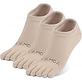 OrrinSports No show Toe Socks Coolmax Low Cut Non-Slip Running Socks Invisible Ankle Five-Finger Design (3 Pairs)
