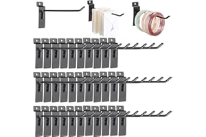 OGANAZI 35 Pack Slatwall Hook 6 Inch Slatwall Accessories Slat Wall Hanging Hooks Metal Slat Wall Shelf Brackets and Hanger Slatwall Panel Hook for Garage Shop Retail Display Efficient Storage