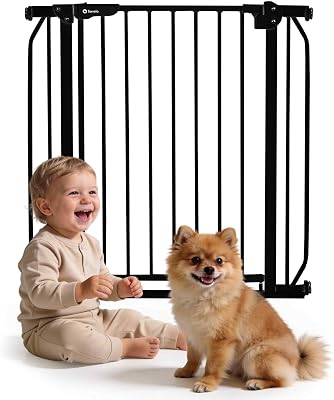 Truus Slim - Rejilla de protección para escaleras, sin taladrar, Rejilla Protectora para Puerta, Rejilla para Puerta para bebé, Metal, Ancho de 75 a 105 cm, Ajustable