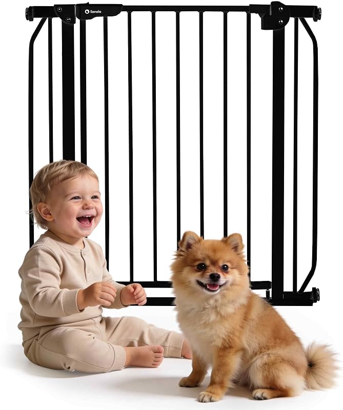 Truus Slim - Rejilla de protección para escaleras, sin taladrar, Rejilla Protectora para Puerta, Rejilla para Puerta para bebé, Metal, Ancho de 75 a 105 cm, Ajustable