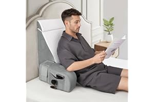 BEYOUDO Reading Pillow for Sitting in Bed Adult, Back Pillow for Bed Sitting up, Reading & Bed Rest Pillows for Watching (White/Gray)