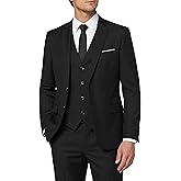 MY'S Men's 3 Piece Slim Fit Suit Set with Tie, 2 Button Blazer Jacket Vest & Pants, Business Wedding Party Prom Suit for Men
