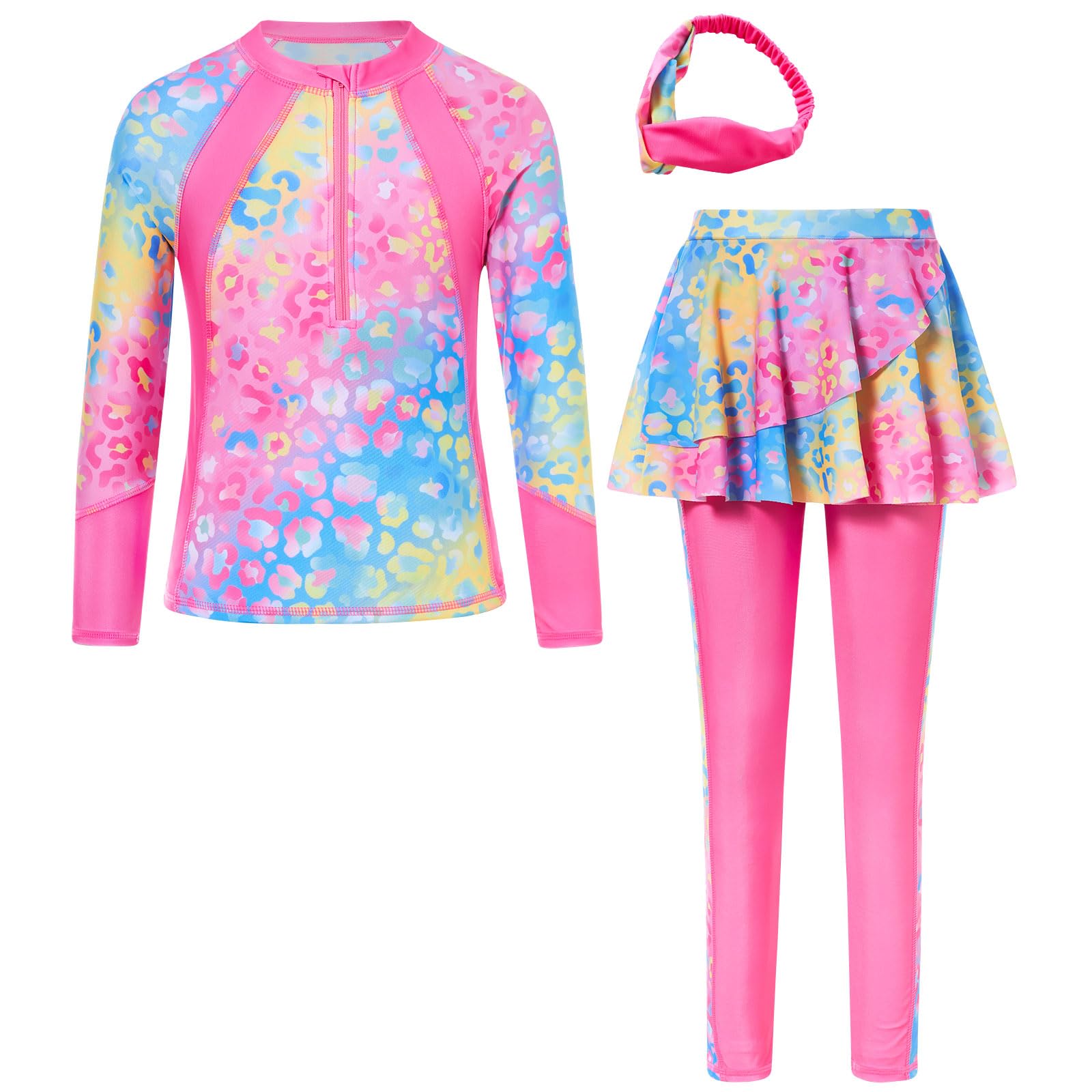 Photo 1 of ***USED***
Rash Guard for Girls Long Sleeve Swimsuit Size 7-8 Bathing Suit 7t 8t Rainbow Flower Swimwear UPF50+ Tankini Quick-Dry Kids Swim Suit with Skirt Pants for Pool