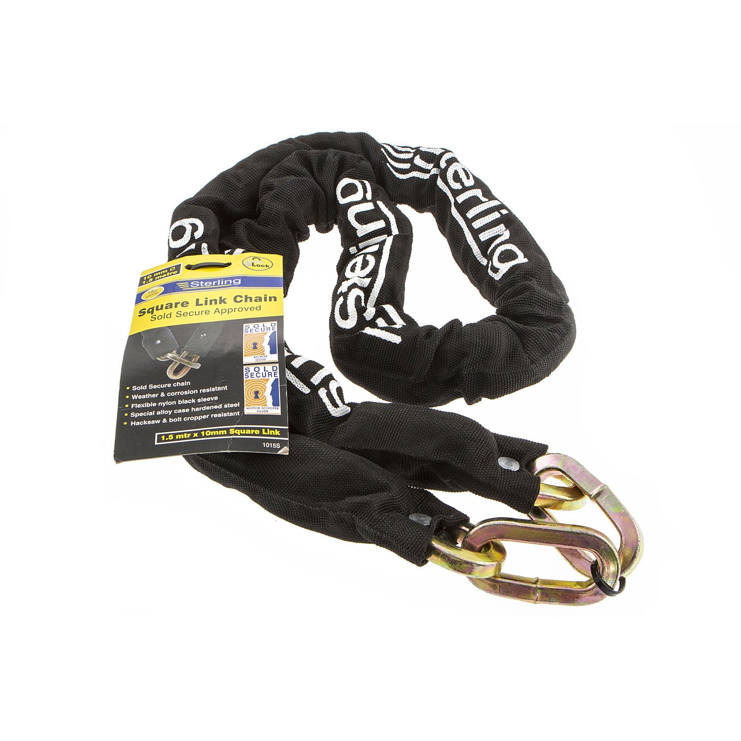 Sterling Hardened Square Link Chain and Closed Shackle Steel Padlock, Blue