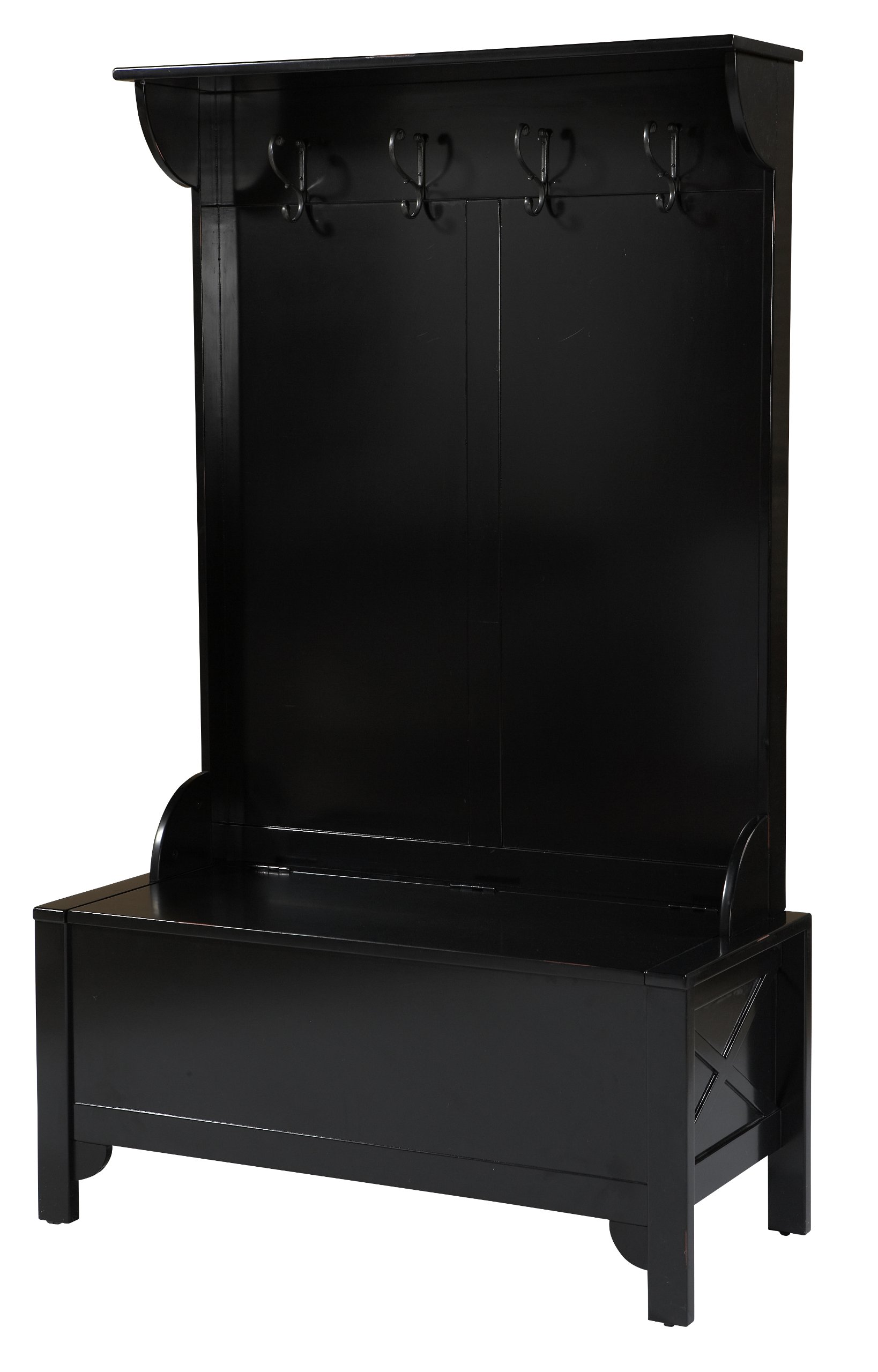 Linon Home Decor Anna Hall Tree-Wide Bench Black Black With Red Rub Through 9 71N1DHqDJnL