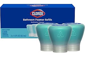 Clorox Bleach-Free Bathroom Foamer Refill Pods, Household Essentials, Rain Clean, 3 Spray Refills