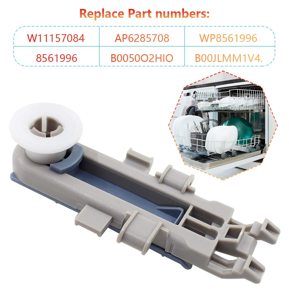 MAYITOP Dishwasher Upper Rack Wheels Adjuster 2 Pack Compatible with Whirlpool,Amana, Jenn Air, Kenmore, Magic Chef, Maytag and Roper AP6285708 WP8561996 W10889280 8561996