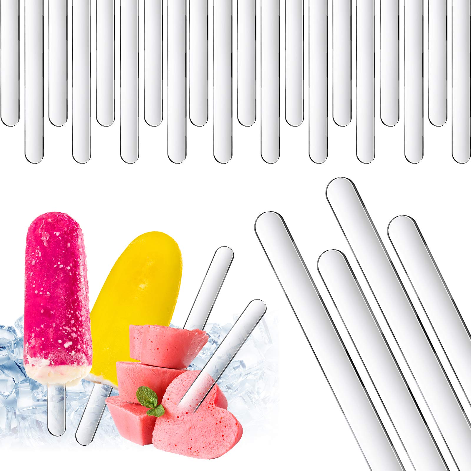 Photo 1 of Geiserailie 80 Pcs Acrylic Sticks 4.5 Inch Reusable Cakesicle Sticks Mirror Ice Cream Cakesicle Mold DIY Cake Pop for Candy Ice Cream DIY Crafts(Clear)