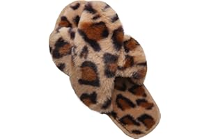 LZLER Women’s Cross Band Slippers, Soft Plush Fleece Lightweight Non Slip Open Toe Flip Flop Shoes House Indoor Outdoor Fur Fuzzy Slippers