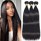 Human Hair Bundles Straight Bundles Human Hair Extensions 18 20 22 Inch 12A Brazilian Virgin 100% Unprocessed Raw Thick Straight Hair 3 Bundles Human Hair Natural Color