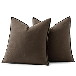 MIULEE Decorative Linen Euro Sham Pillow Covers