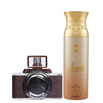 Maryaj Zoom Pour Homme Eau De Parfum Spicy Woody Perfume 100ml for Men and Ajmal Wisal Deodorant Floral Musky Fragrance 200ml for Women + 2 Parfum Testers FREE