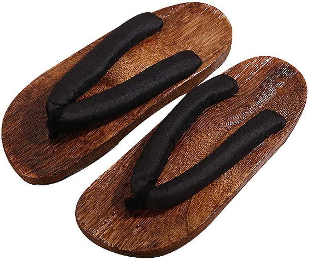 Mens Womens Breathable Japanese Wooden Geta Sandals Traditional Clogs Flip Flops