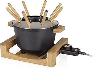 Princess Bambus Fondue Pure Black - geeignet für bis zu 8 Personen, 800 Watt, 1,5L Fasssungsvermögen, einfache Reinigung, 173025