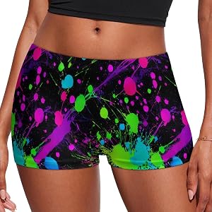 Wegphh Glow in Dark Splatter Neon Womens Boxer Briefs Soft Breathable Underwear Briefs Small