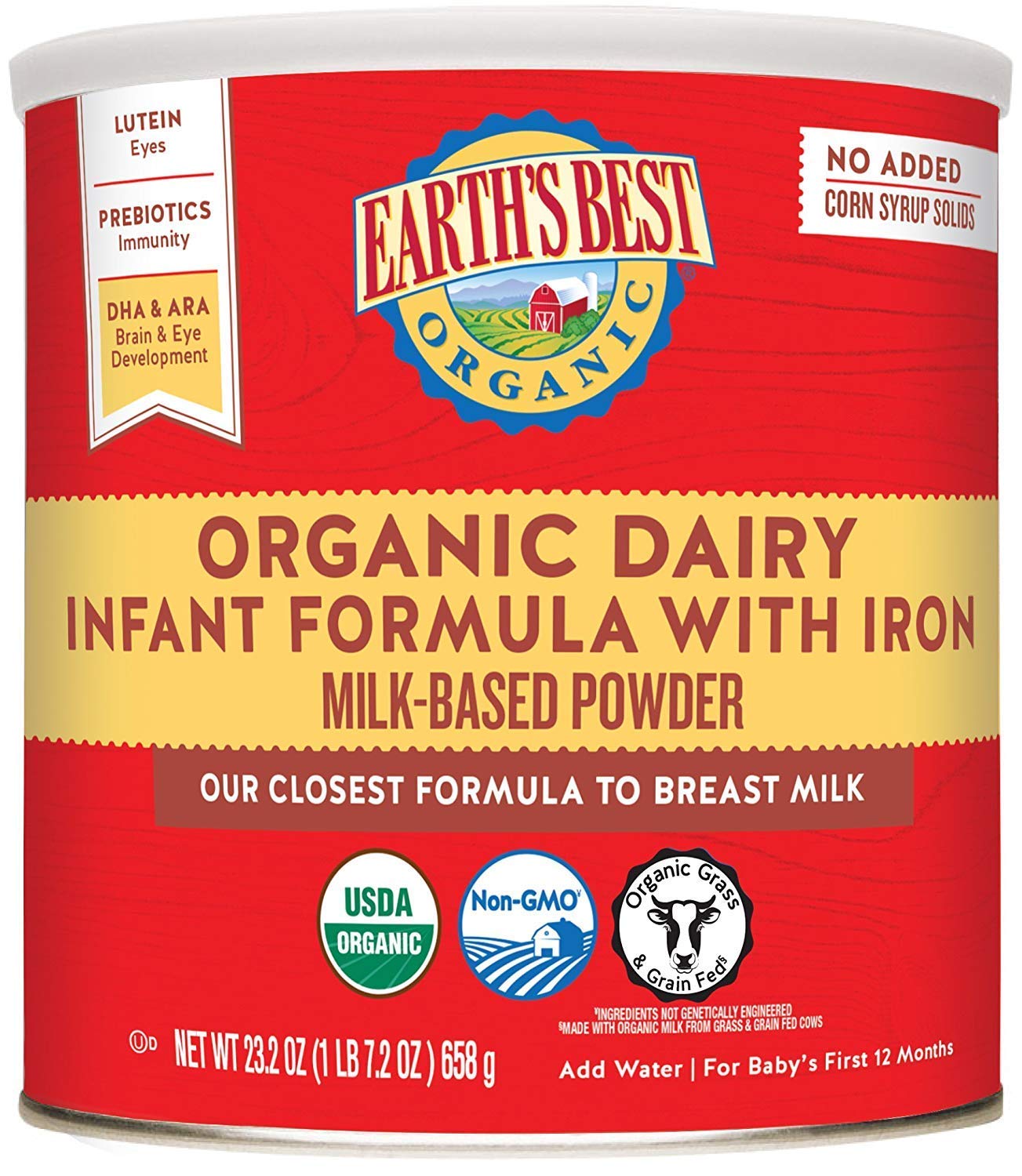 Earth's Best Organic Dairy Infant Powder Formula with Iron, Omega3 DHA