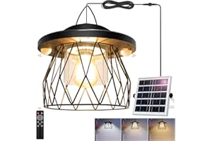 ladate Shed Light Solar Powered, 2 Motion Sensor Lights Outdoor with Remote, Unique Diamond Design Metal Frame Hanging Lantern with Timer, Gazebo Lights for Patio Barn Garage Shop