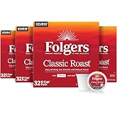 Folgers Classic Roast Coffee, Medium Roast, Keurig K-Cup Pods, 128 Count | 4 (32 count) boxes, Compatible with Keurig coffee makers