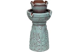 BERNINI FOUNTAINS Bernini Trapani 8-Spout Cordless Water Fountain, Battery Powered Water Fountain with Dual Style for Garden, Patio, Porch, and Home, Outdoor Water Fountain Tower and Planter for Backyard, Patina Copper