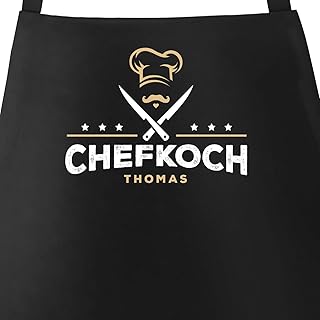 SpecialMe® Küchen-Schürze Name anpassbar Schriftzug Chefkoch individualisierbar Kochschürze Männer personalisierte Geschenke schwarz Unisize