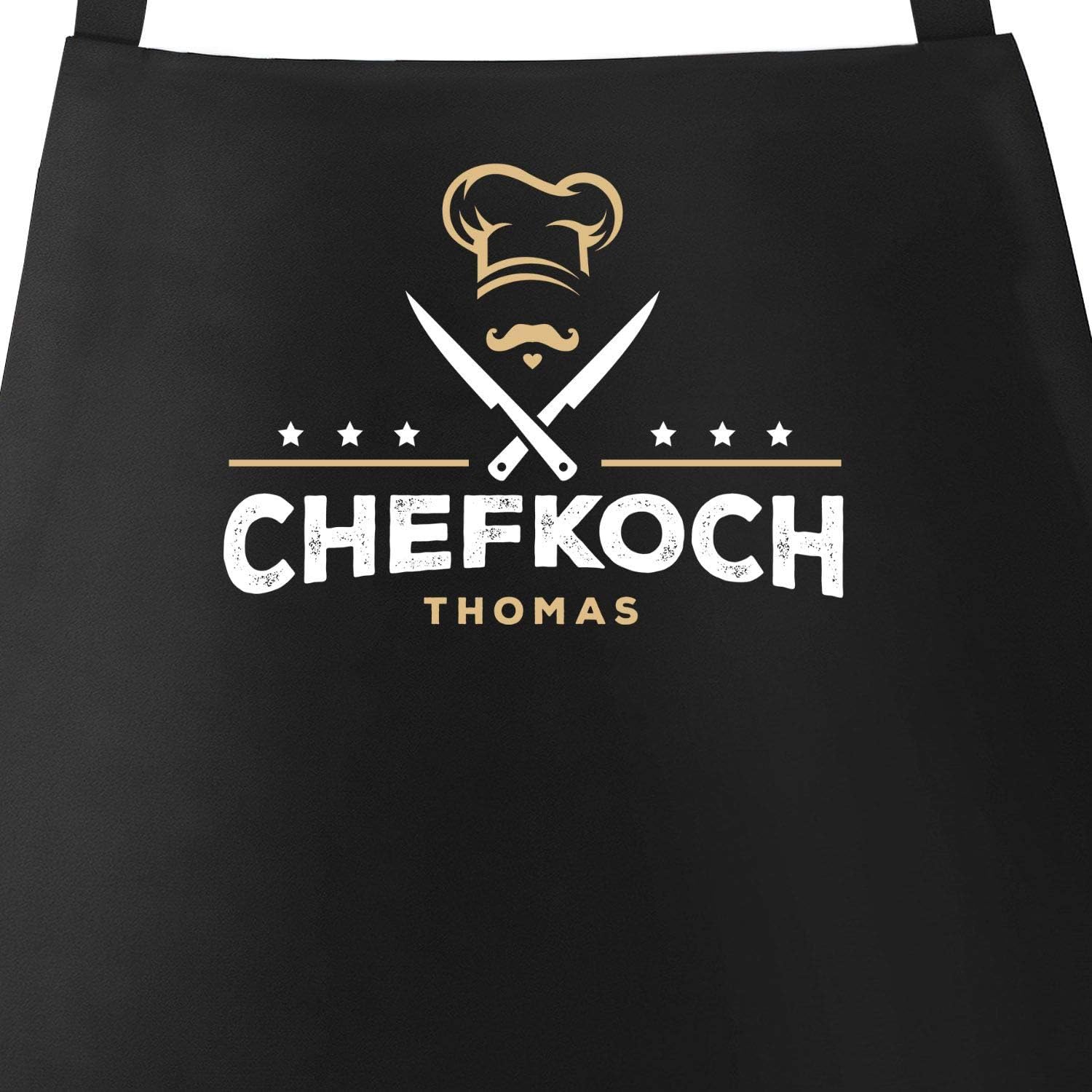 SpecialMe® Küchen-Schürze Name anpassbar Schriftzug Chefkoch individualisierbar Kochschürze Männer personalisierte Geschenke schwarz Unisize