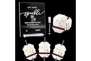 MGWOTH 100 PCS Wedding Send-Off Tag with Acrylic Sign Board & Marker Set, “LET Love Sparkle” Rustic Wedding Wand Tag Decor, Cards with Match Striker Strip for Weddings Send-Off, Anniversary, Engagement Exit…