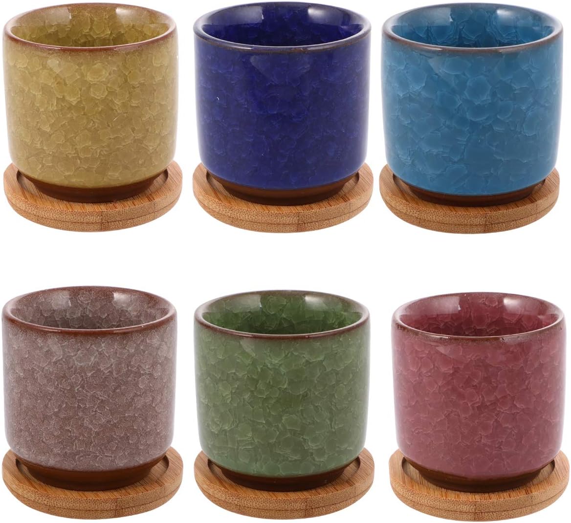 Cabilock Mini macetas de cerámica con Grano Agrietado Macetas pequeñas