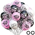 OuMuaMua 75 Pack Graduation Party Decorations Balloons Set - 12 Inch Pink Black White Confetti Graduation Balloons with 2 Ribbons for Class of 2025 Congrats Grad Birthday Party Decor Supplies