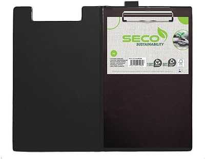Seco Foldover Clipboard A4 Plus Black - Heavy Duty Clip, PVC Board