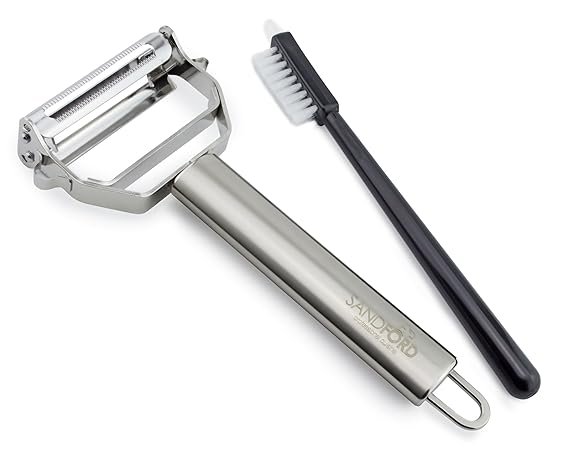 Sandford 3-in-1 Sparschäler & Julienneschneider | Edelstahl Kartoffelschäler/Gemüseschneider für Obst und Gemüse | Streifensc