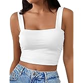 AURUZA Square Neck Tops for Women, Sleeveless Crop Tops Women, Sexy Cropped Double Layered Tank Tops, Womens Basic Tops