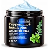 Essentially KateS Peppermint + Eucalyptus Cooling Foot Cream 8 Fl Oz &ndash; Relieves Dry, Cracked, Tired Feet &ndash; Deep Hydration with Ceramides &ndash; Non-Greasy Formula