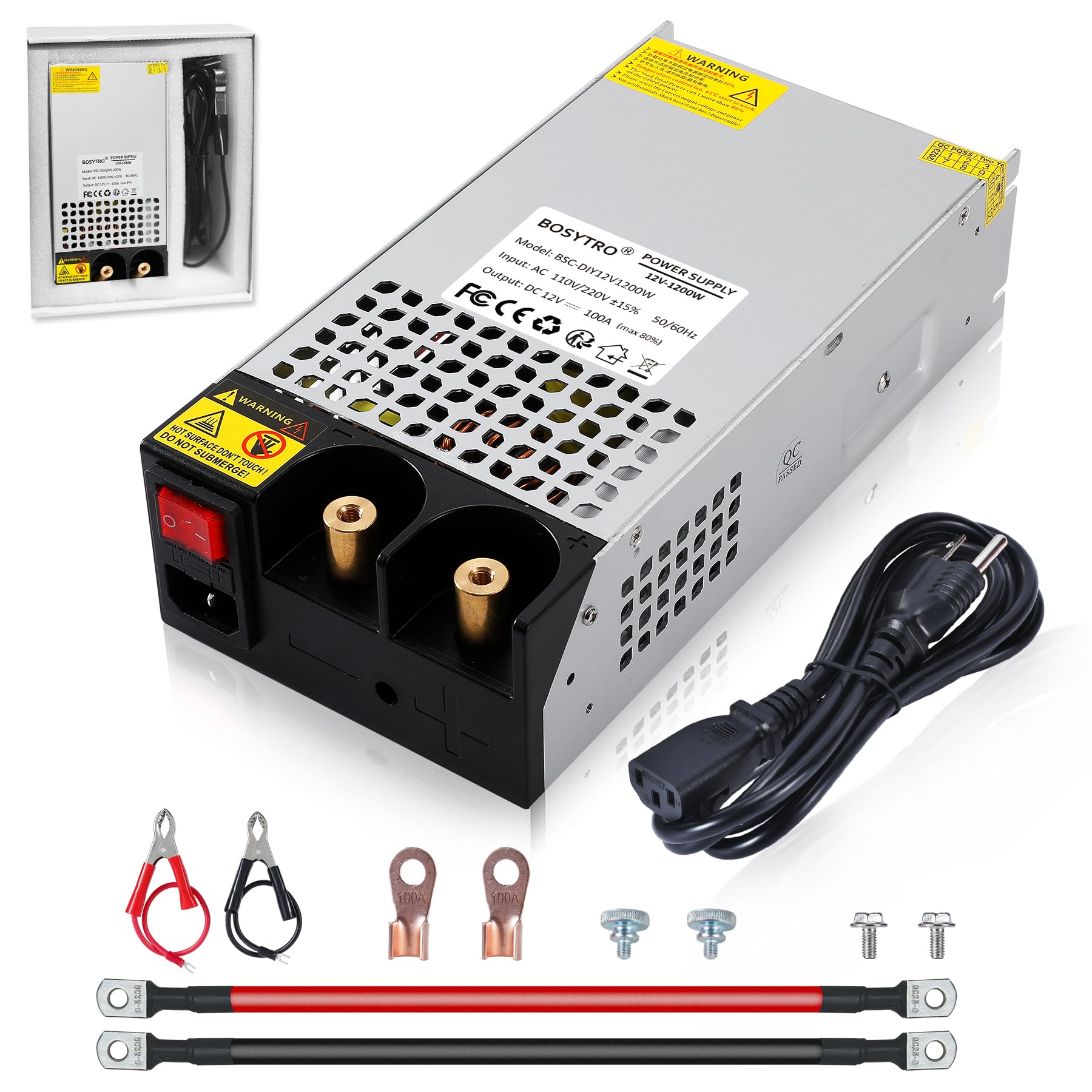 Photo 1 of BOSYTRO AC to DC Converter 12V Power Supply 1200W Max 100A SMPS 110v to 12v Converter Switching Power Supply Transformer for Car Radio/Stereos, RV, 3D Printer, Led Strip, Motor Pump, CCTV