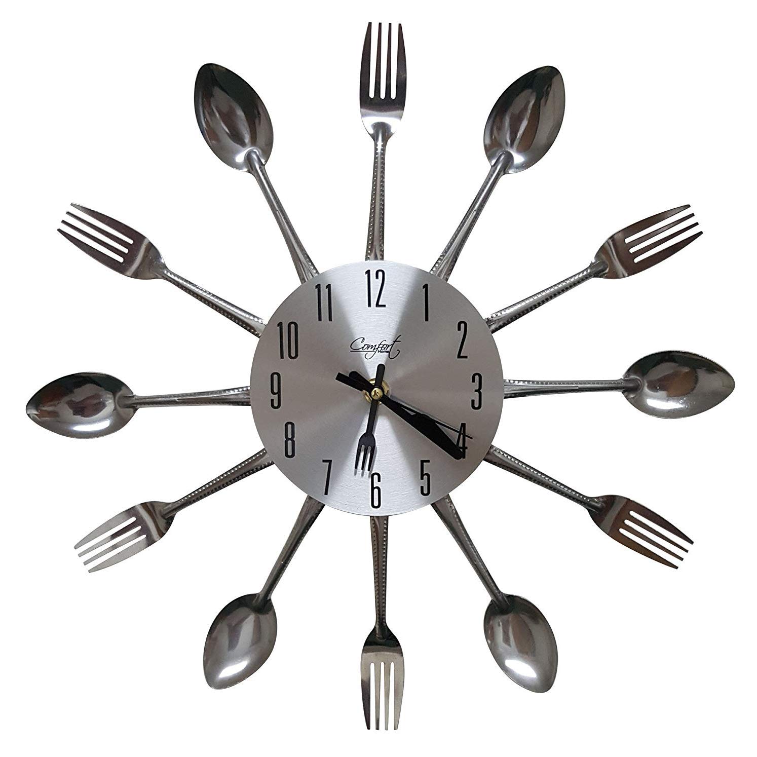 Linian 3D Removable Wall Clock Cutlery Kitchen Spoon Fork Wall Clock Modern Creative Cutlery Spoon and Fork Wall Clock