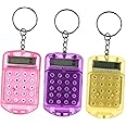 NUOBESTY 3pcs Pocket Calculator Key Ring Tiny Small Portable Mini Electronic Calculator for Home Students (Random Color)